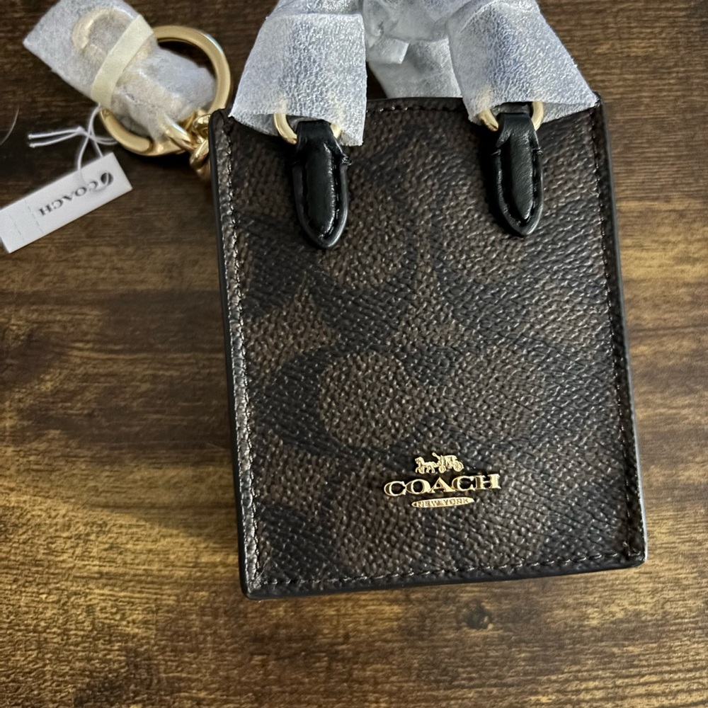 Coach Black and Brown Mini Tote bag charm